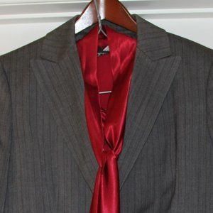 Kasper Grey/Burgundy Striped 3-Pc Pant Suit - Size 12